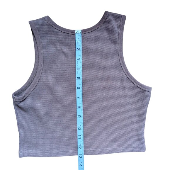 White Fox Boutique Brown Waffle Cropped Tank Top Women Size Small - Picture 10 of 11